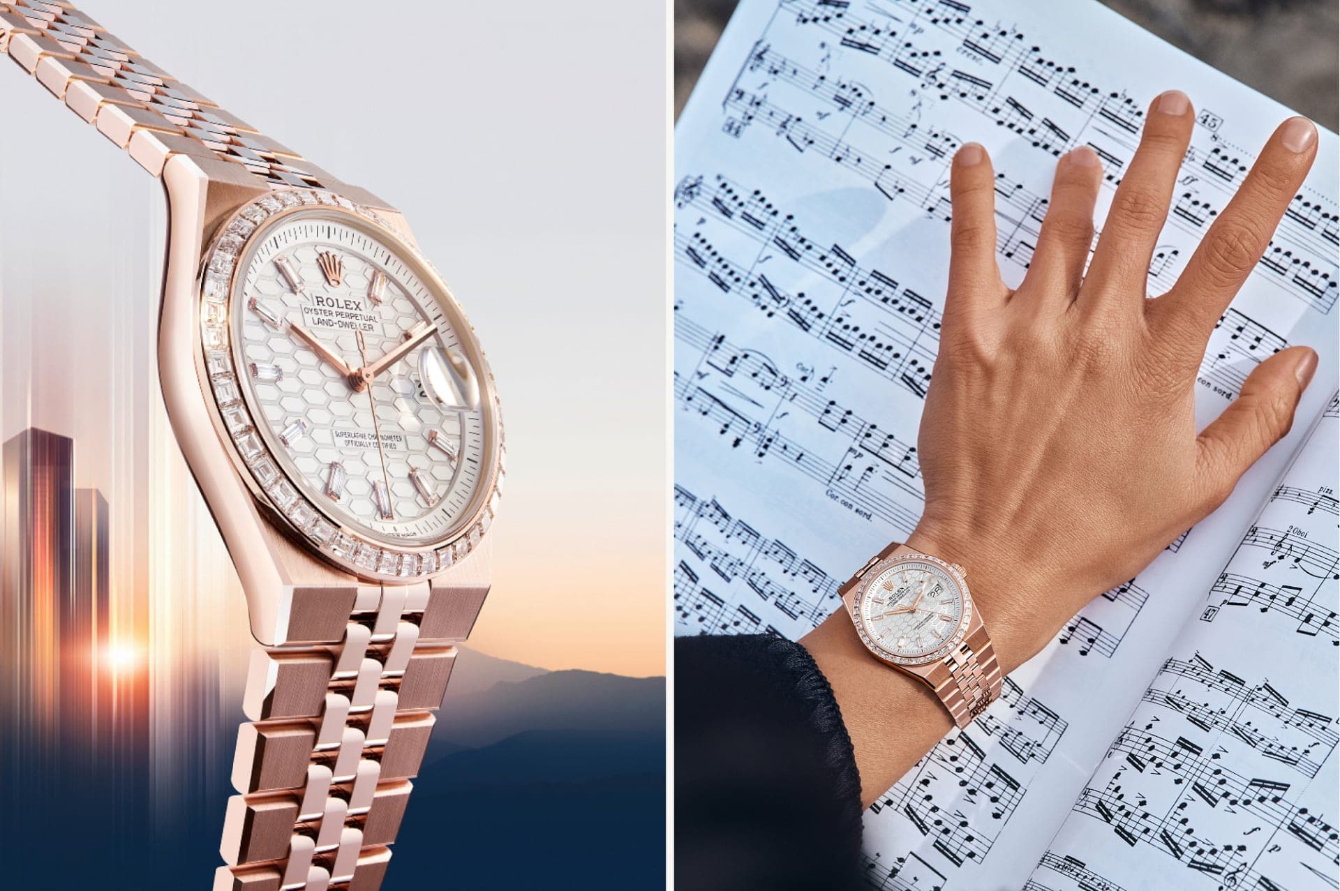 Rolex Land-Dweller Oyster, Everose gold and diamonds