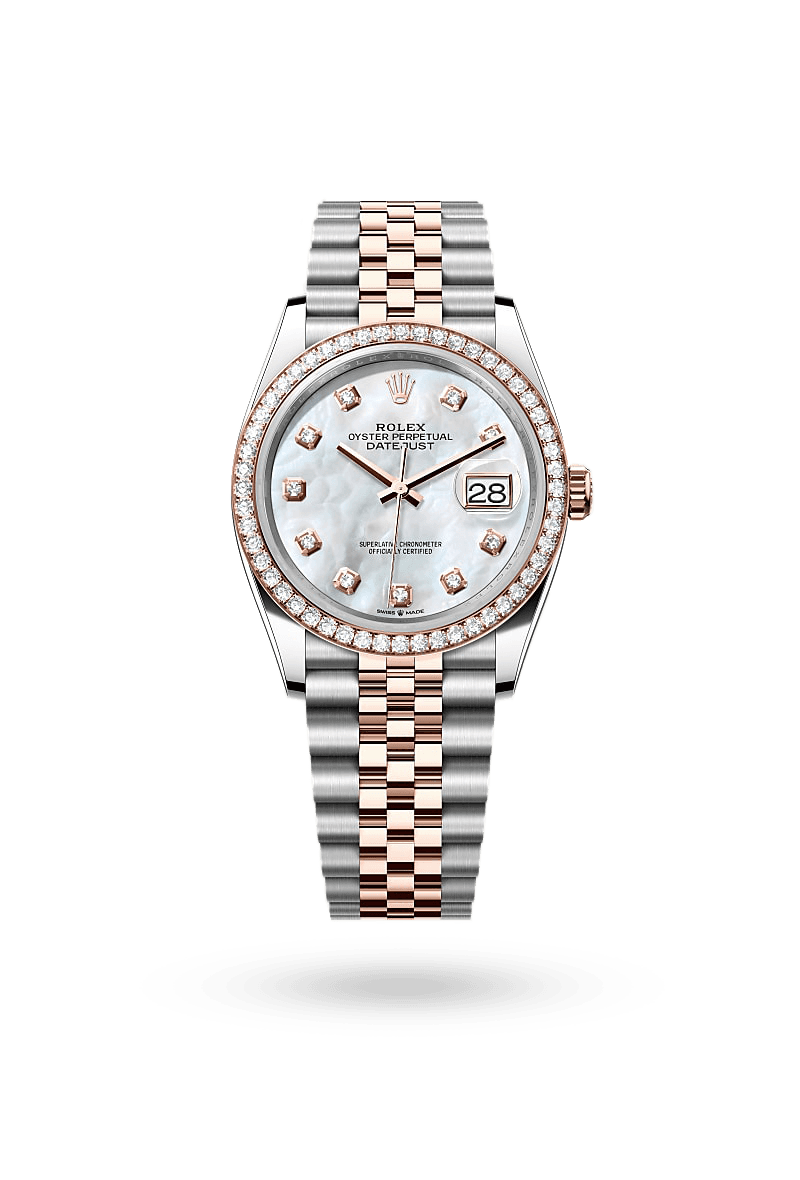 Rolex Datejust 36 - Oyster, 36 mm, Oystersteel, Everose gold and diamonds
