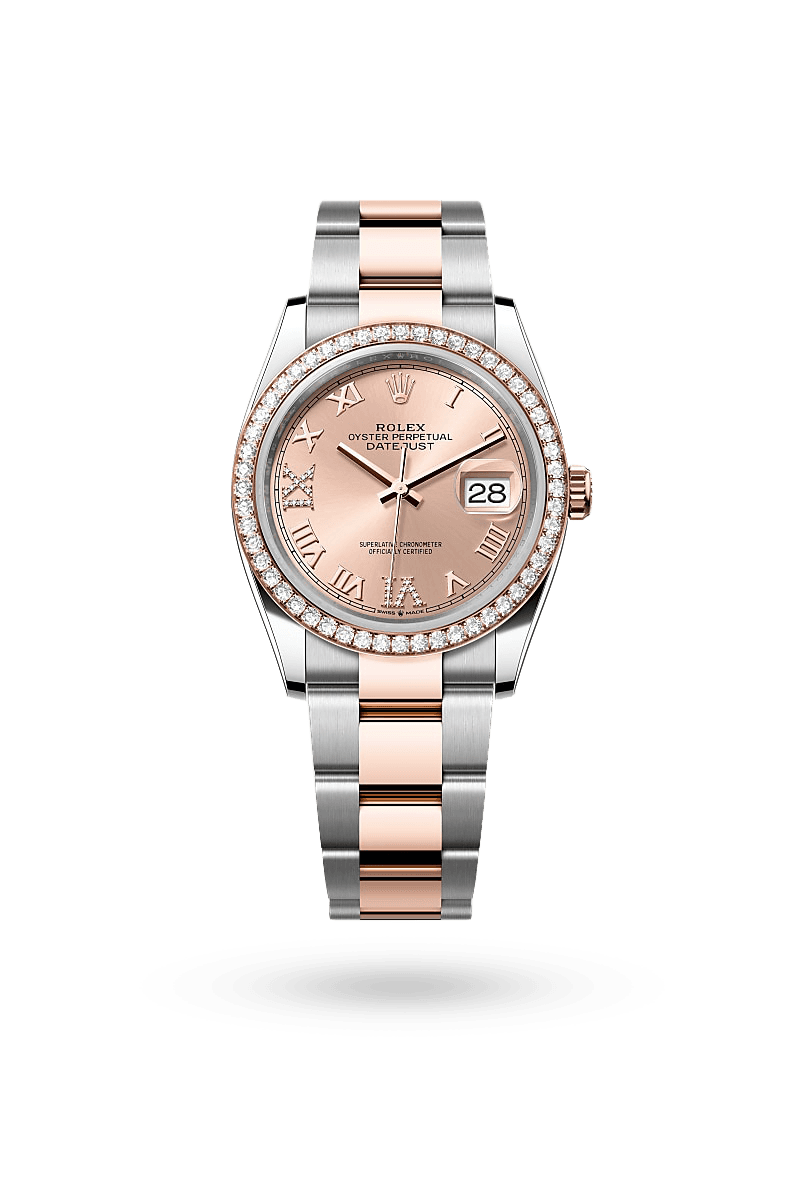 Rolex Datejust 36 - Oyster, 36 mm, Oystersteel, Everose gold and diamonds